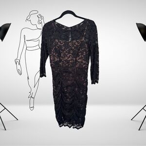 Eliza J Black Bodycon Midi Dress with Long Sleeves